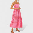 Vestido comprido às riscas feminino