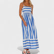 Vestido comprido às riscas feminino