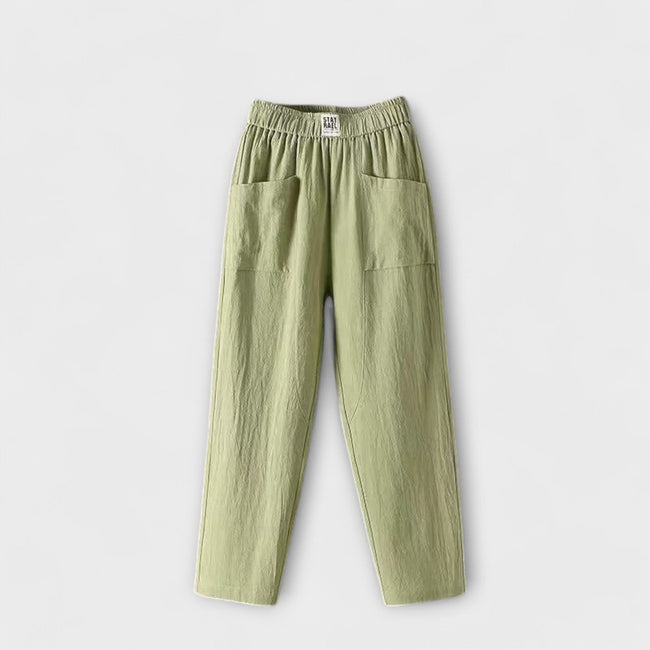 Calças de linho feminino