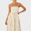 Vestido comprido às riscas feminino