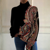 Eliza — Top de gola subida com padrão ornamental