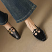 Ceyla | Sapatos planos Mary Jane de dupla alça com perfurações