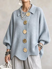 Isadora | Cardigan Longo com Grandes Botões Metálicos