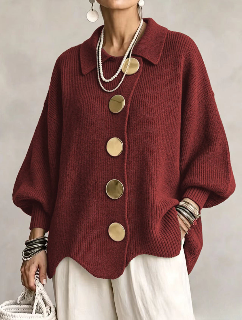 Isadora | Cardigan Longo com Grandes Botões Metálicos