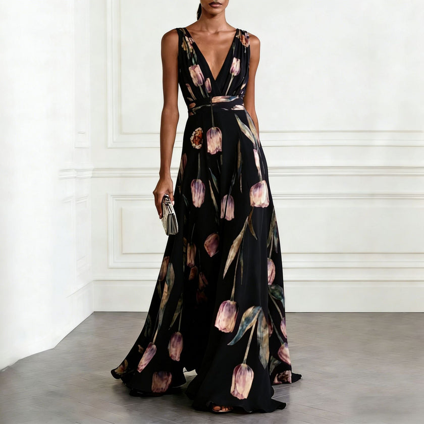 Íris – Vestido Maxi Floral Elegante