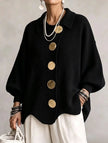 Isadora | Cardigan Longo com Grandes Botões Metálicos