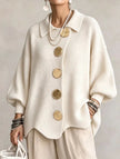 Isadora | Cardigan Longo com Grandes Botões Metálicos