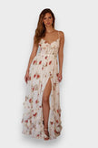 Vestido midi padrão floral feminino