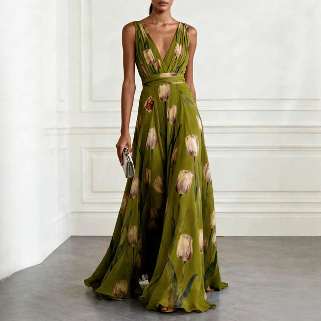 Íris – Vestido Maxi Floral Elegante