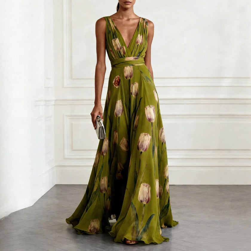 Íris – Vestido Maxi Floral Elegante