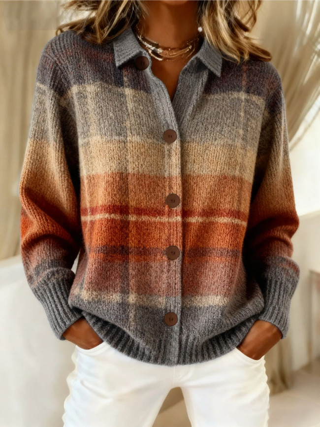 Edith | Cardigan xadrez em tons de outono