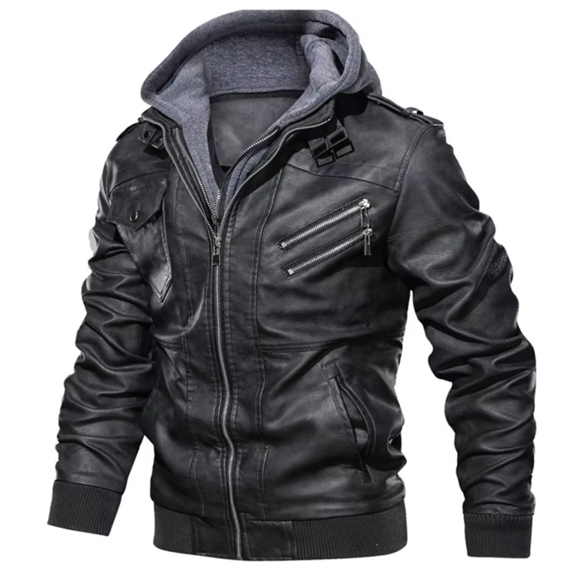 Jareth | Casaco Motard de Couro com Capuz