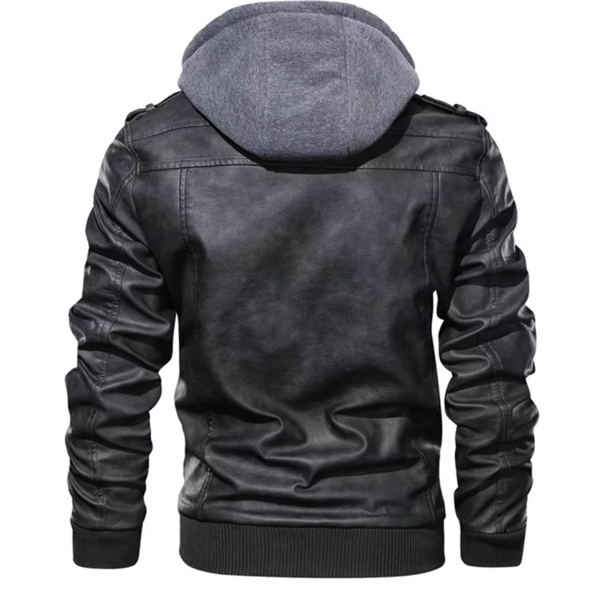 Jareth | Casaco Motard de Couro com Capuz