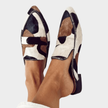 Rory - Sapato Aberto Atrás de Bico Fino com Pelo Estampado e Tira