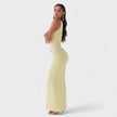 Vestido maxi assimétrico feminino