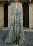 Vestido maxi floral elegante feminino
