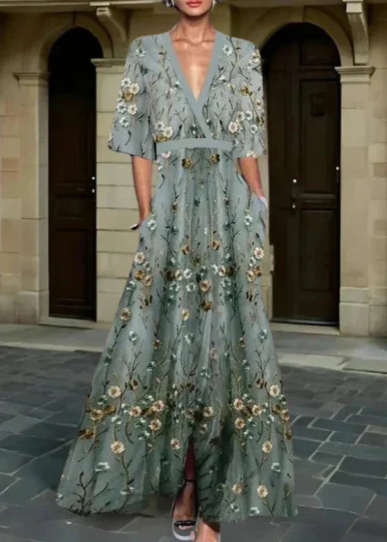 Vestido maxi floral elegante feminino