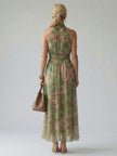 Vestido midi Mirelle com decote halter e franzido