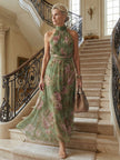 Vestido midi Mirelle com decote halter e franzido