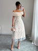 Vestido Noelia com bordado floral e elegância romântica