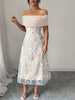 Vestido Noelia com bordado floral e elegância romântica
