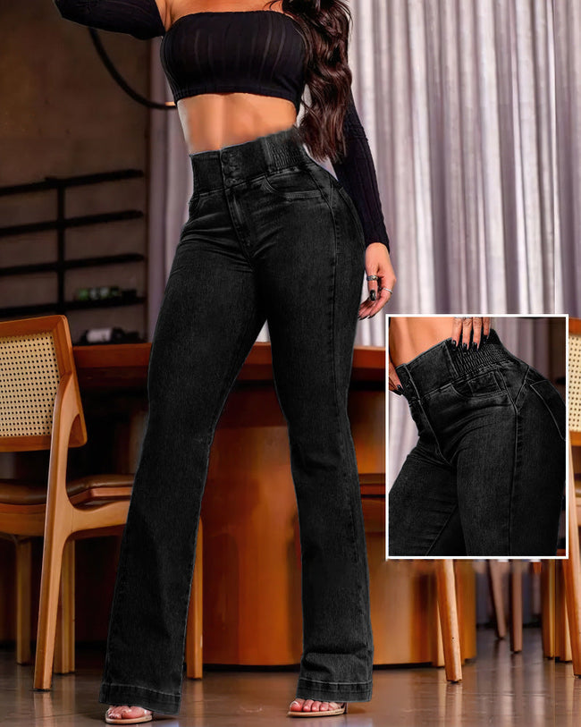 Valentina — Jeans de Cintura Alta e Perna Larga