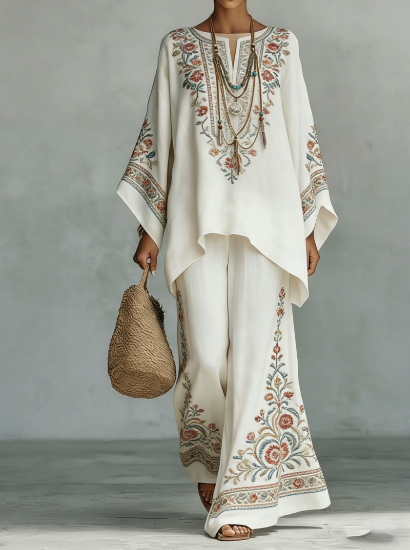 Amara — Conjunto Boho de Duas Peças com Padrão Étnico