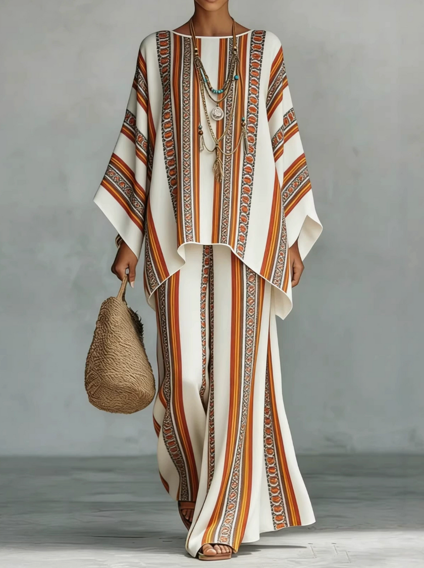 Amara — Conjunto Boho de Duas Peças com Padrão Étnico