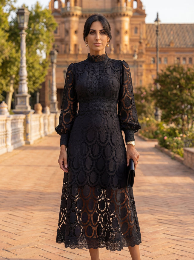 Constança | Vestido Midi Rendado para Cerimónia