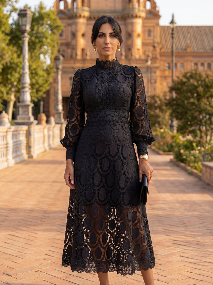 Constança | Vestido Midi Rendado para Cerimónia