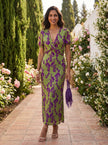 Violeta | Vestido Maxi Botânico com Decote Cruzado