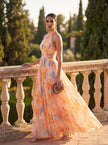 Madalena | Vestido Maxi Halter com Efeito Aquarela