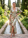 Soraia | Vestido Midi Floral com Saia Assimétrica