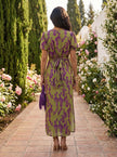 Violeta | Vestido Maxi Botânico com Decote Cruzado