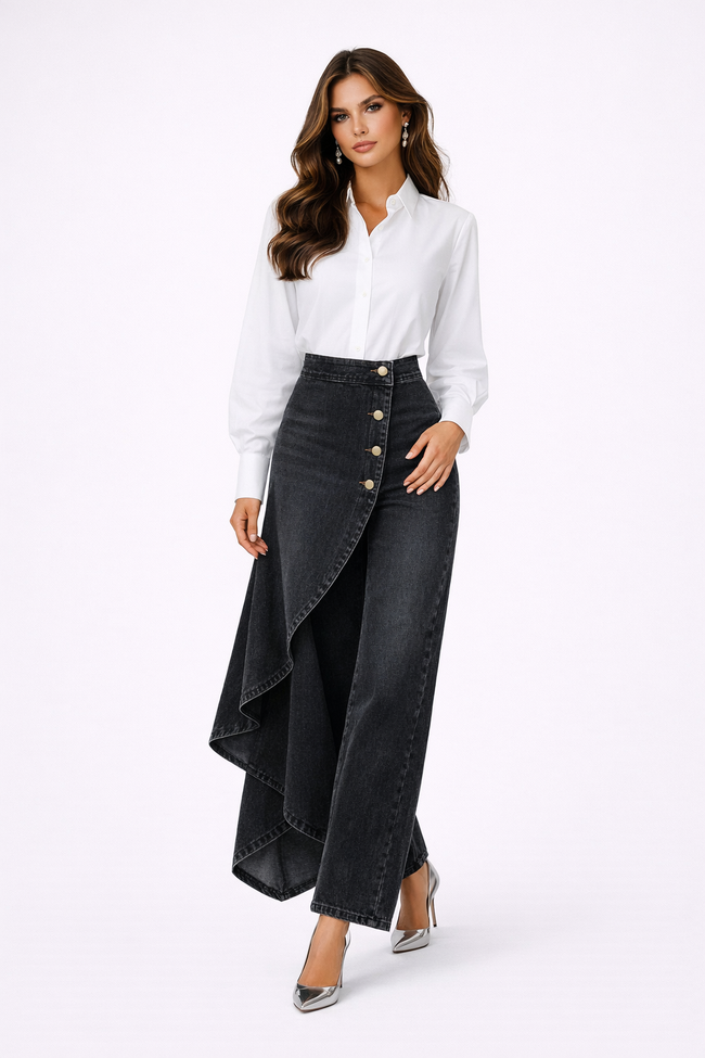 Saia-Calça Leonor Denim Assimétrica