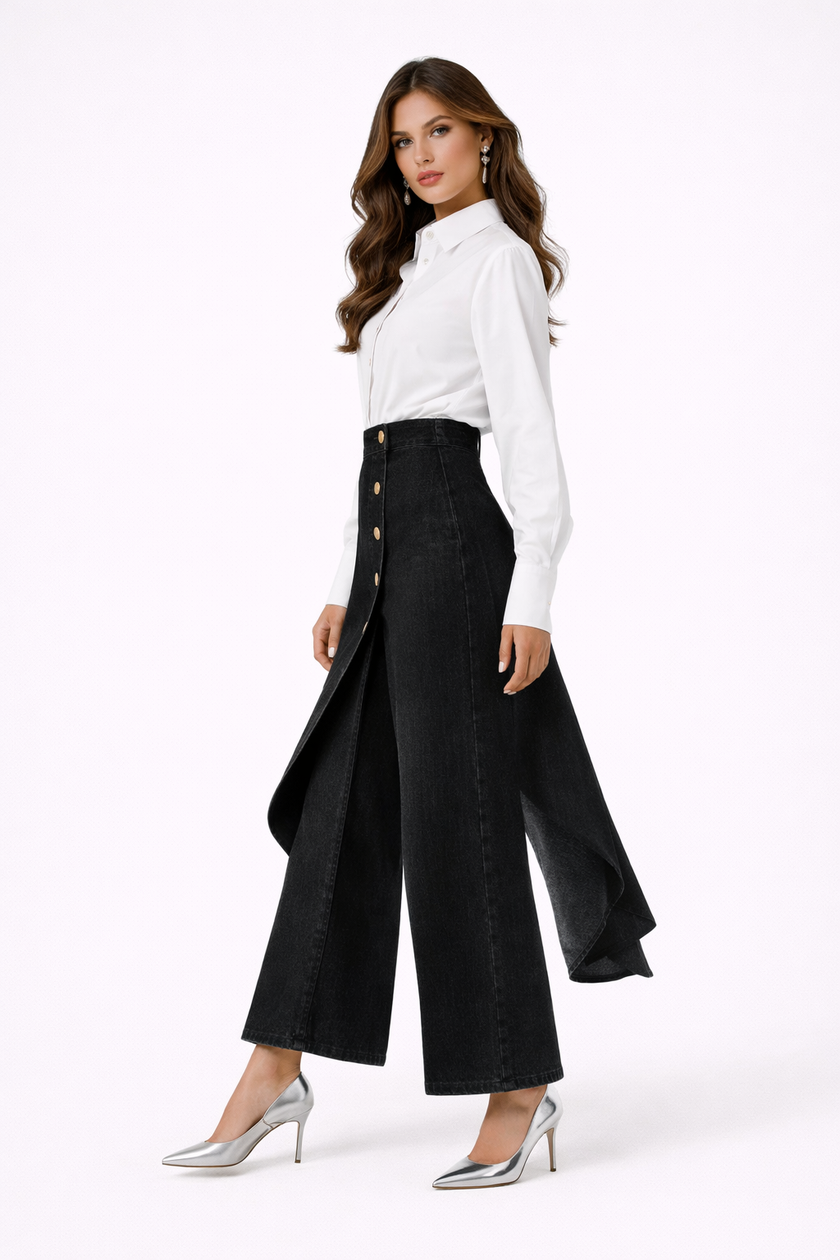 Saia-Calça Leonor Denim Assimétrica