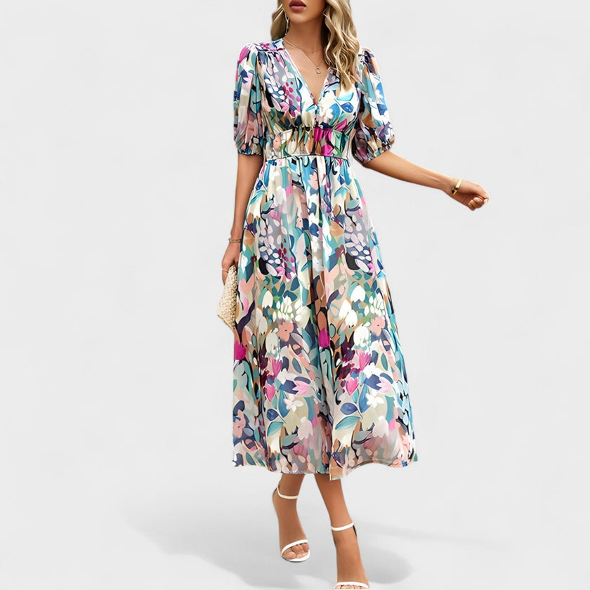 Vestido Midi Floral Elegante feminino