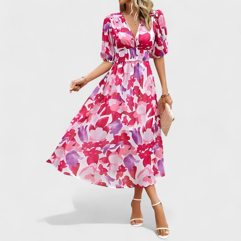 Vestido Midi Floral Elegante feminino