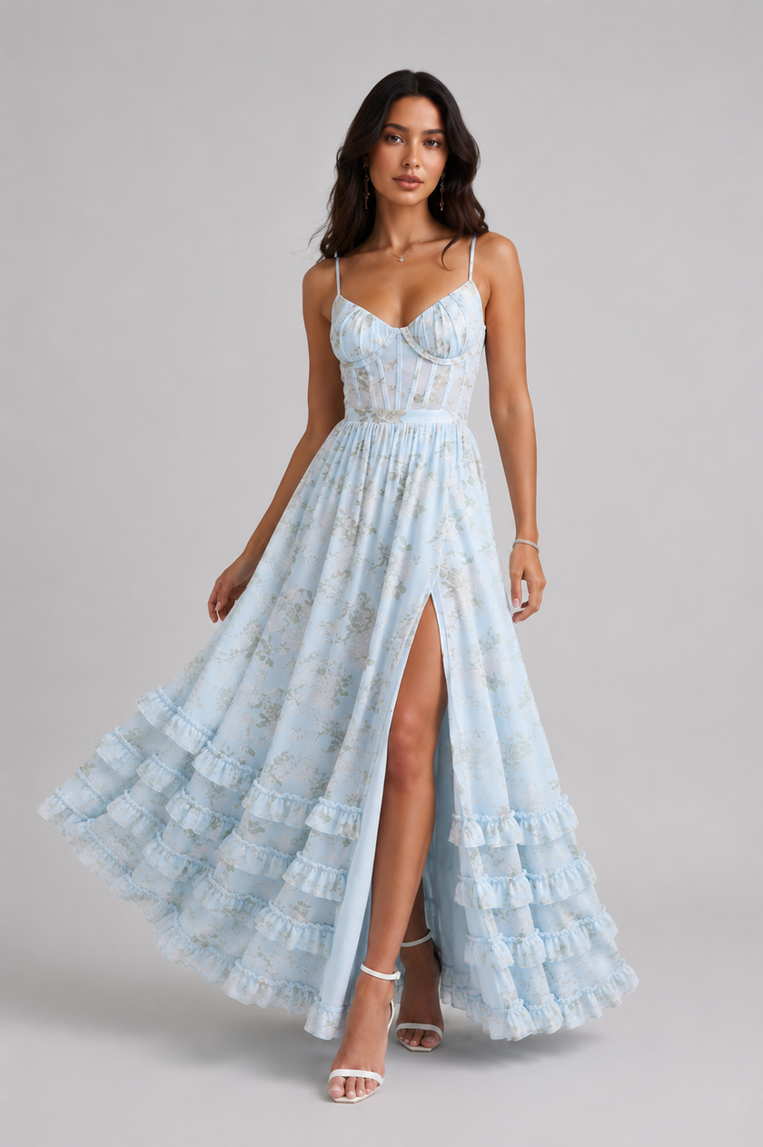 Vestido Elora com decote delicado e elegância romântica