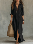 Zerea | Vestido maxi fluido com botões