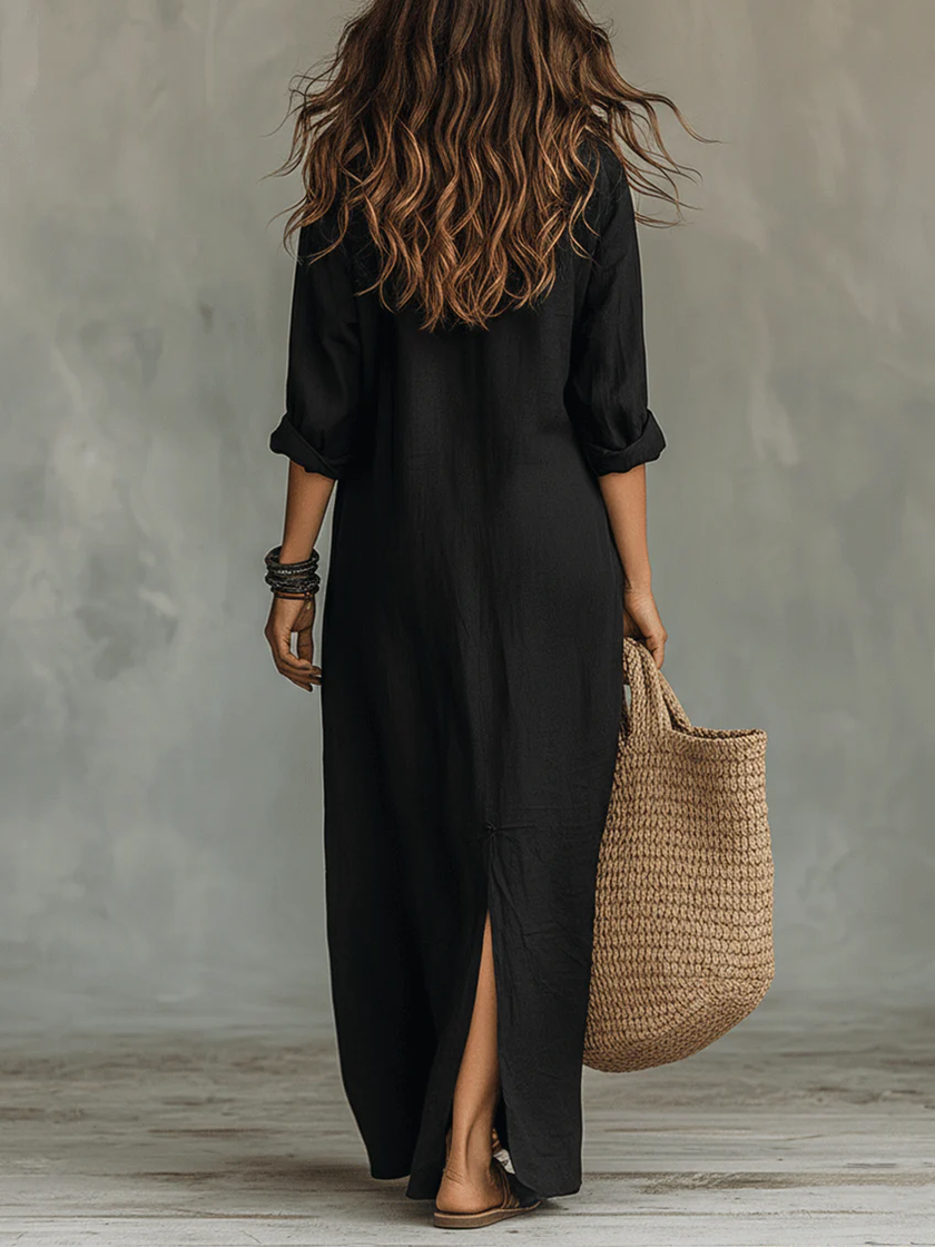 Zerea | Vestido maxi fluido com botões