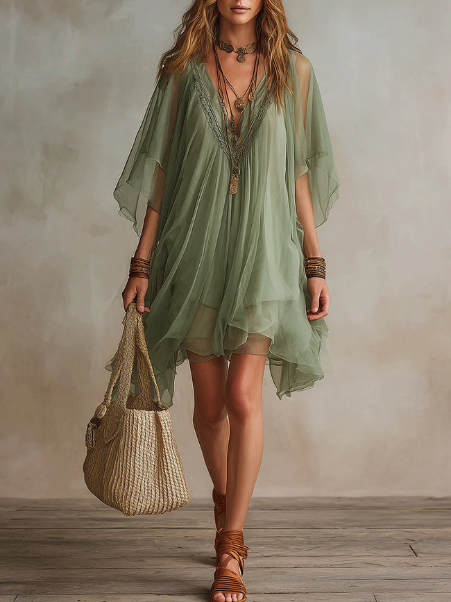 Tália | Vestido mini em chiffon com camadas
