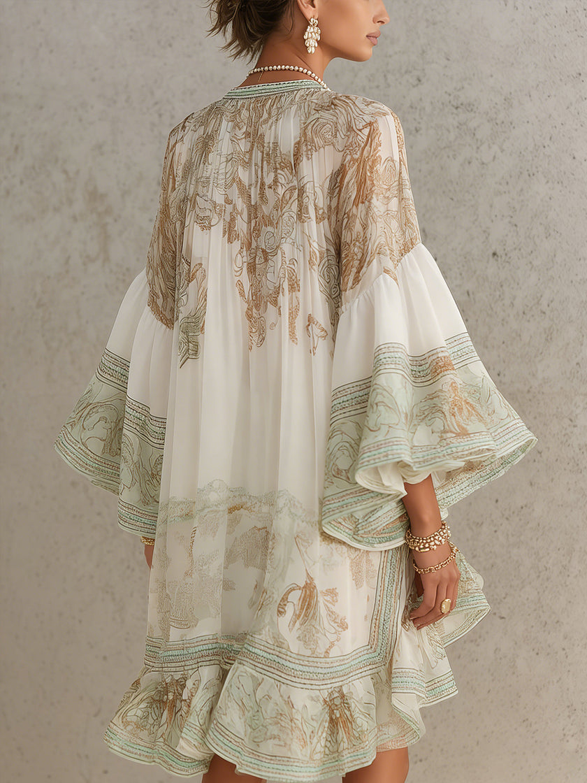 Susana | Vestido mini com mangas em folho