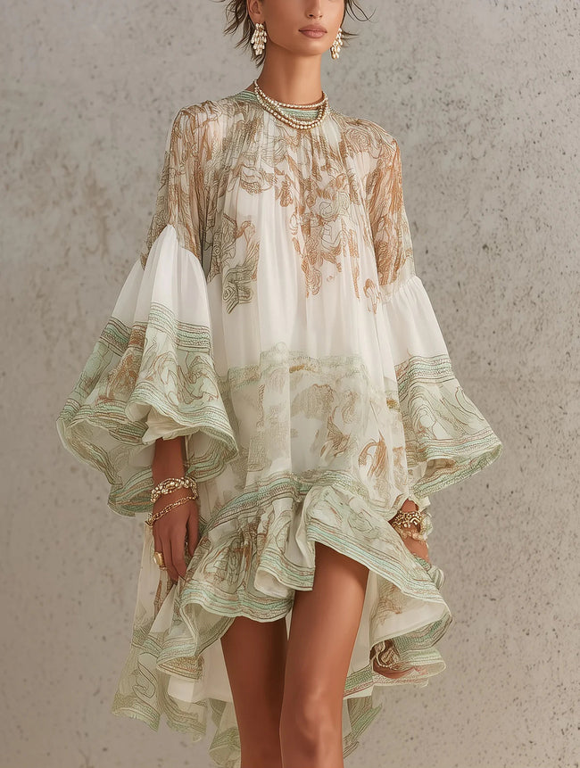 Susana | Vestido mini com mangas em folho