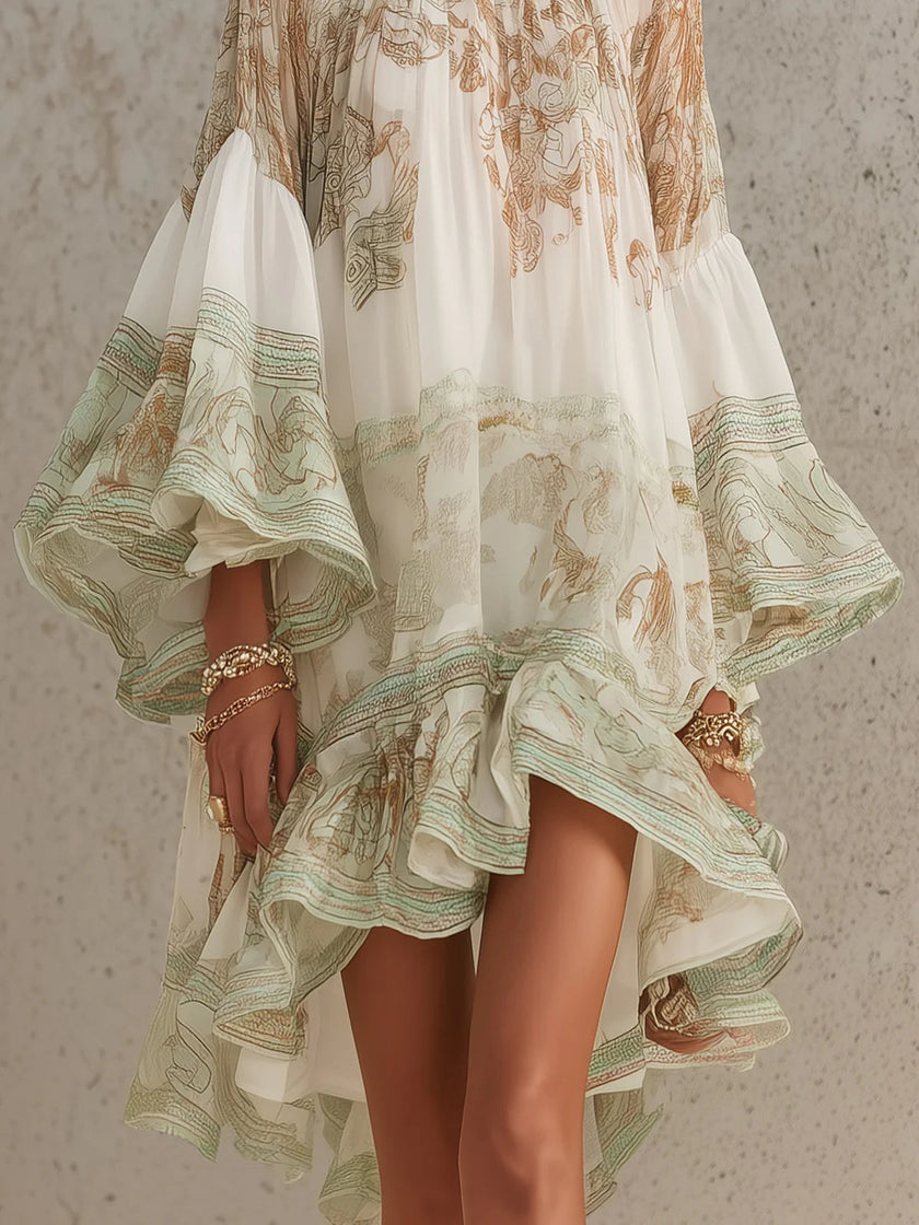 Susana | Vestido mini com mangas em folho