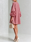 Filipa — Vestido Curto com Mangas Bufantes e Punhos Florais