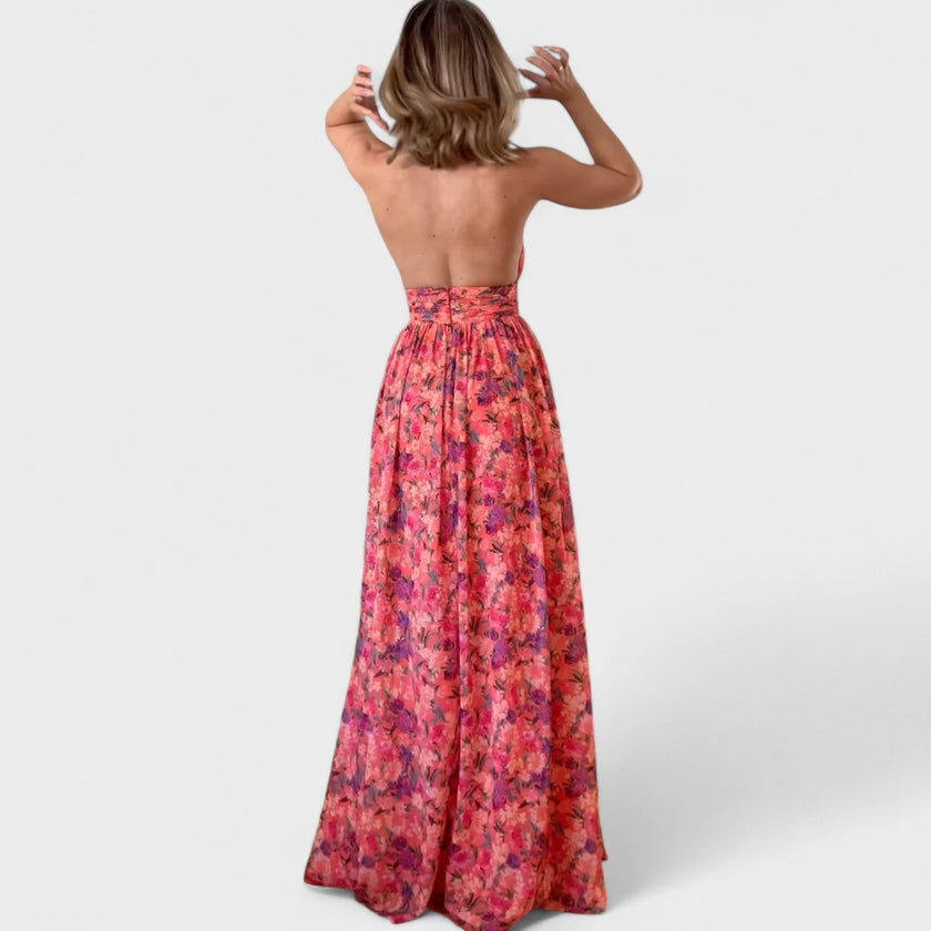 Vestido comprido com halteres feminino