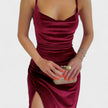 Vestido de veludo com fenda feminino