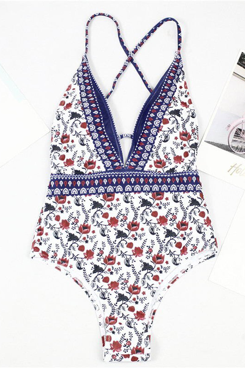 Maiô com Estampa Boho e Decote em V
