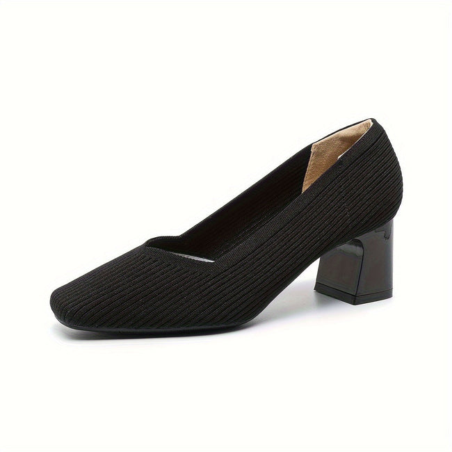 Mirela – Sapatos de salto bloco com linhas minimalistas